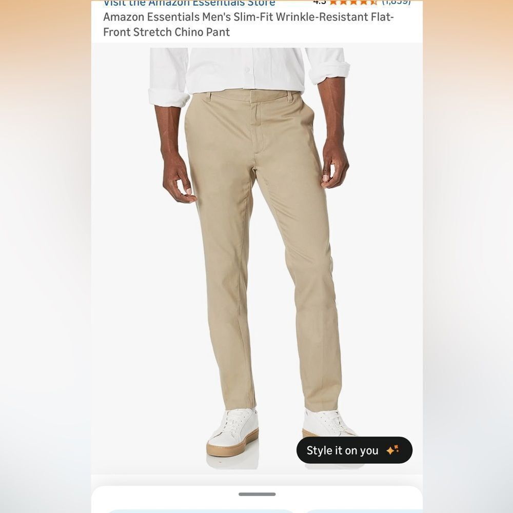 Amazon Essentials Men's Slim-Fit Wrinkle-Resistant Flat-Front Stretch Chino Pant